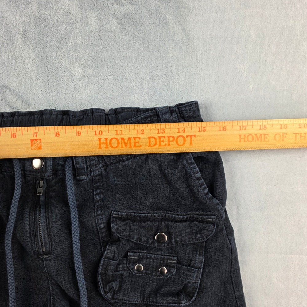 Free People Black Herringbone Cargo Pant Womens Small Cropped Drawstring - Picture 4 of 12